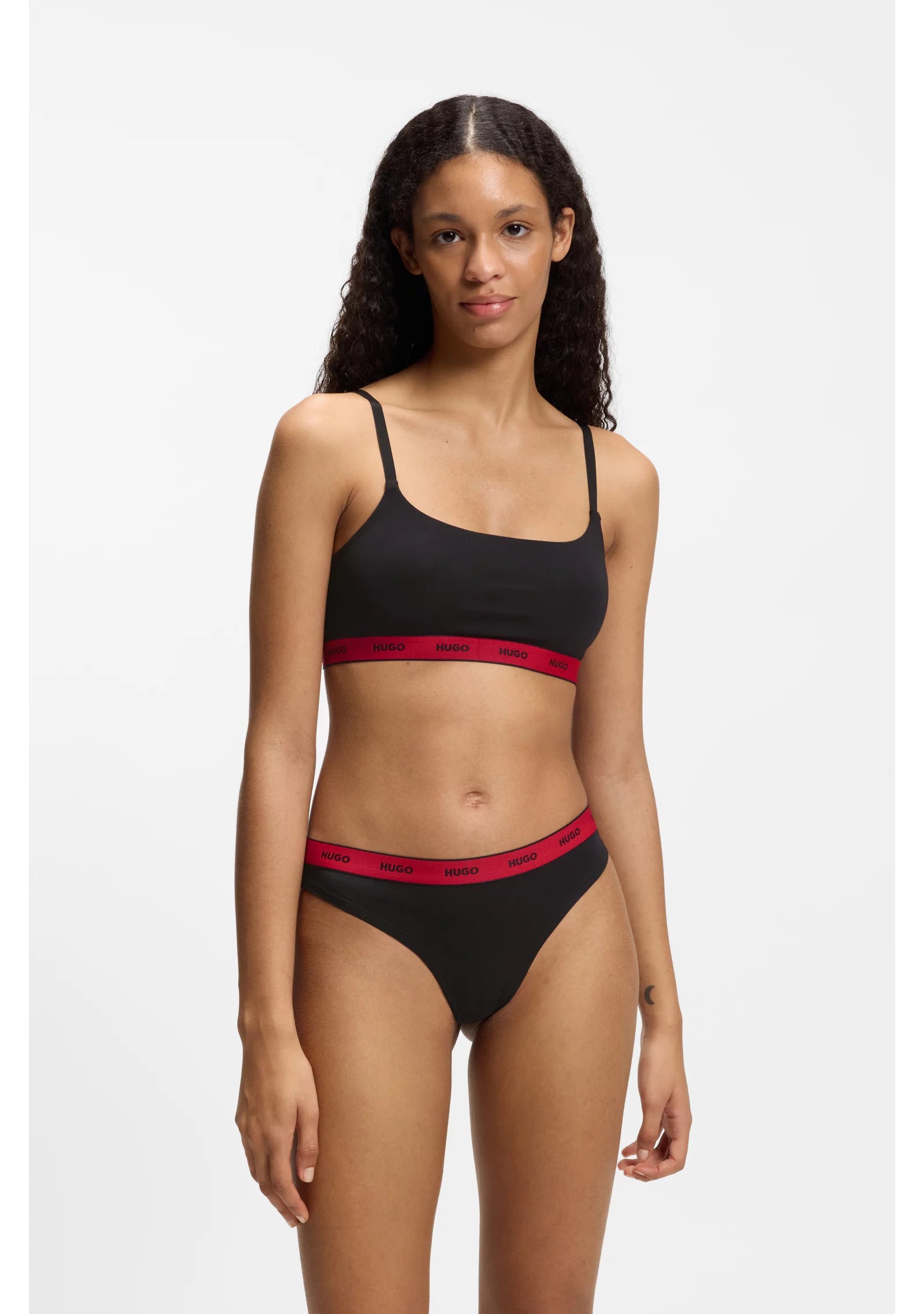 Three-pack of stretch-cotton thongs with logo details