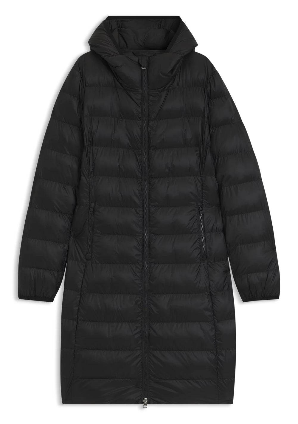 Water-repellent hooded coat with lightweight padding