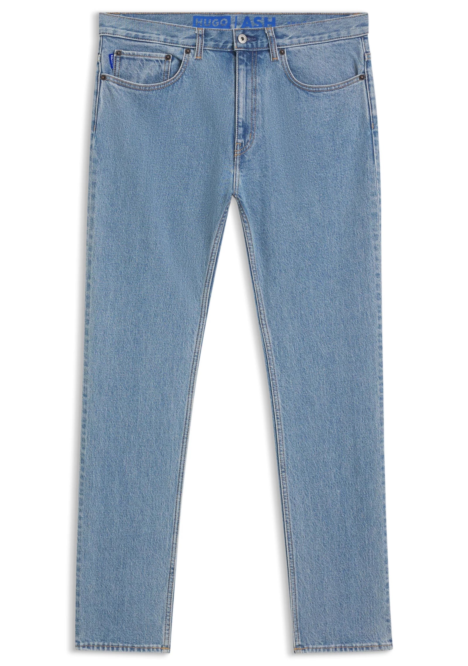 Slim-fit jeans in vintage-wash blue stretch denim