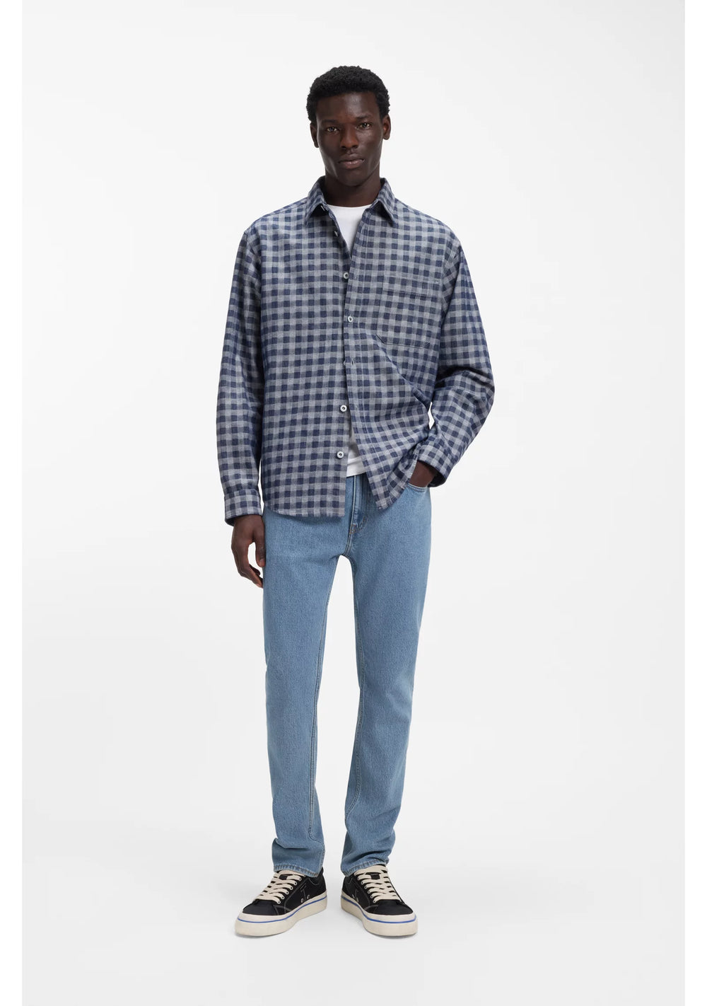 Slim-fit jeans in vintage-wash blue stretch denim