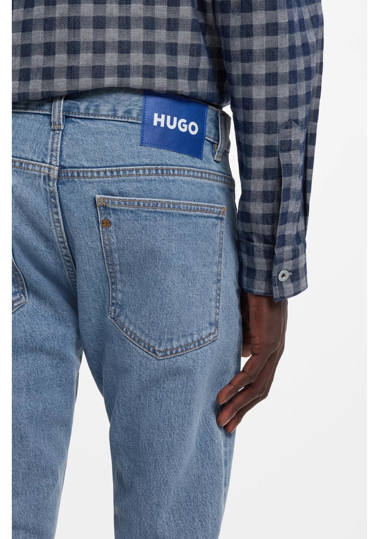 Slim-fit jeans in vintage-wash blue stretch denim