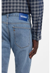 Slim-fit jeans in vintage-wash blue stretch denim
