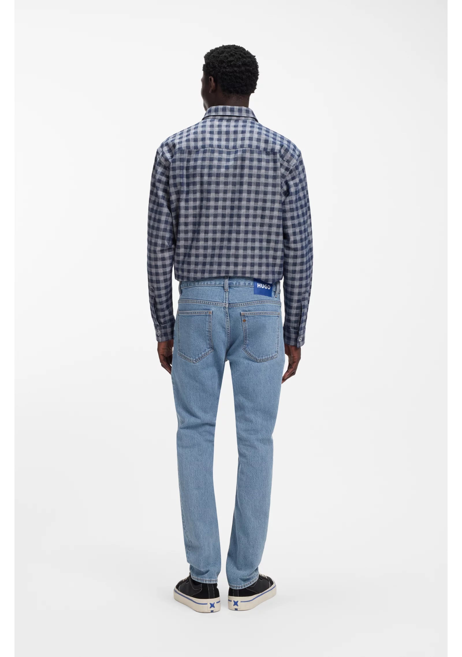 Slim-fit jeans in vintage-wash blue stretch denim