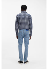 Slim-fit jeans in vintage-wash blue stretch denim
