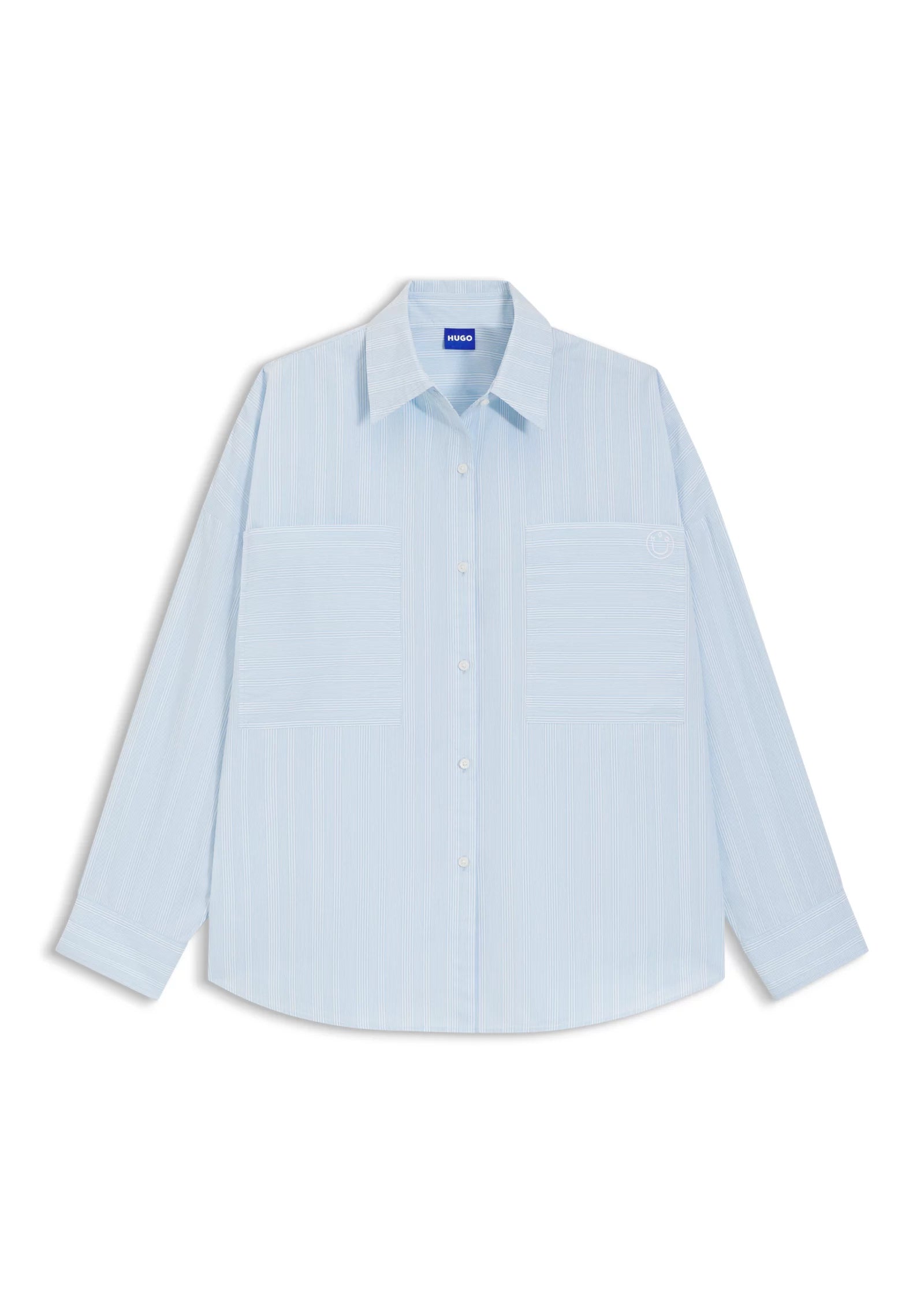 Relaxed-fit blouse in striped cotton poplin