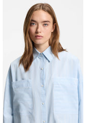 Relaxed-fit blouse in striped cotton poplin
