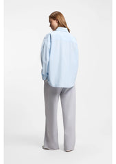 Relaxed-fit blouse in striped cotton poplin