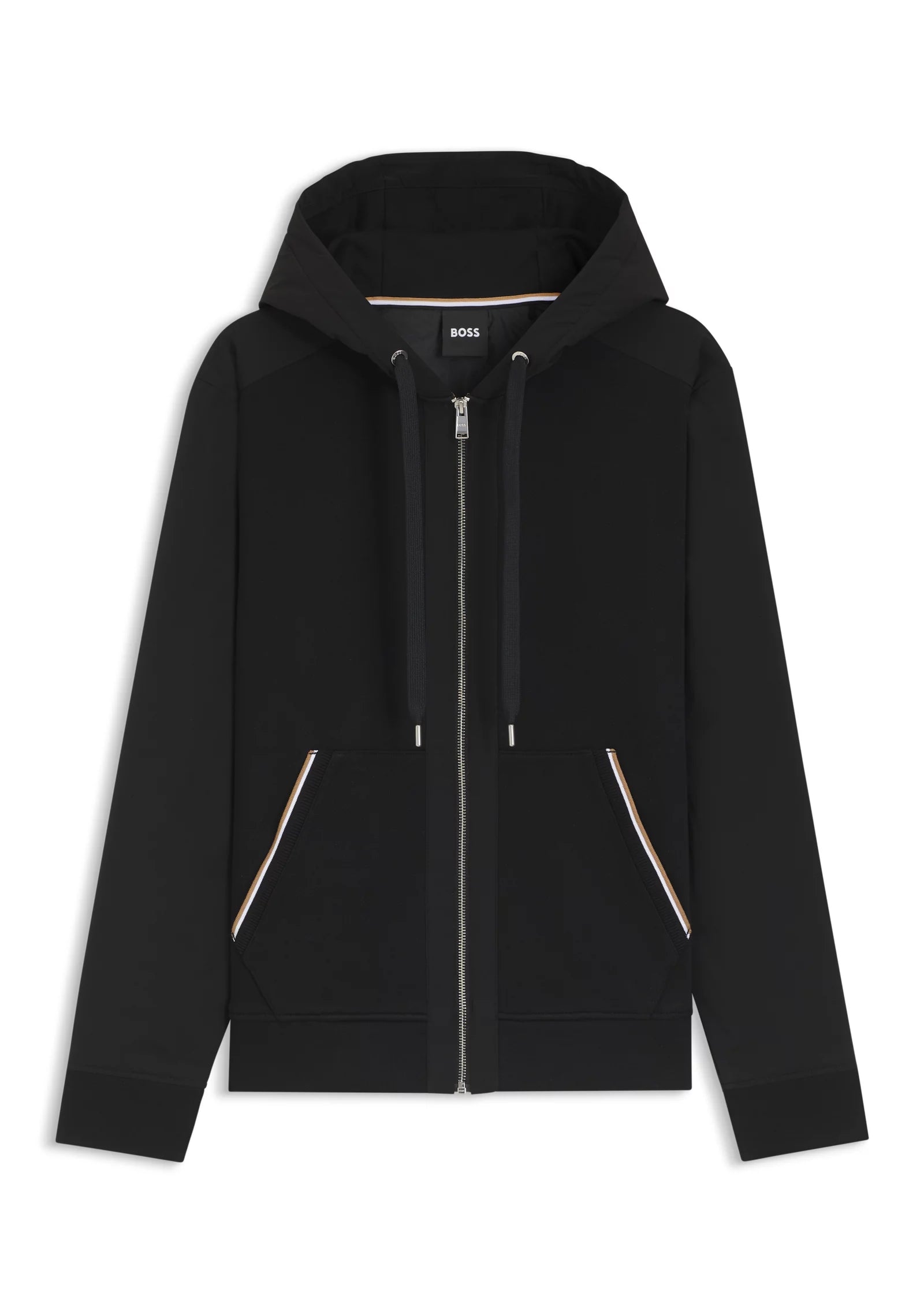 Cotton-terry zip-up hoodie with signature-stripe trims