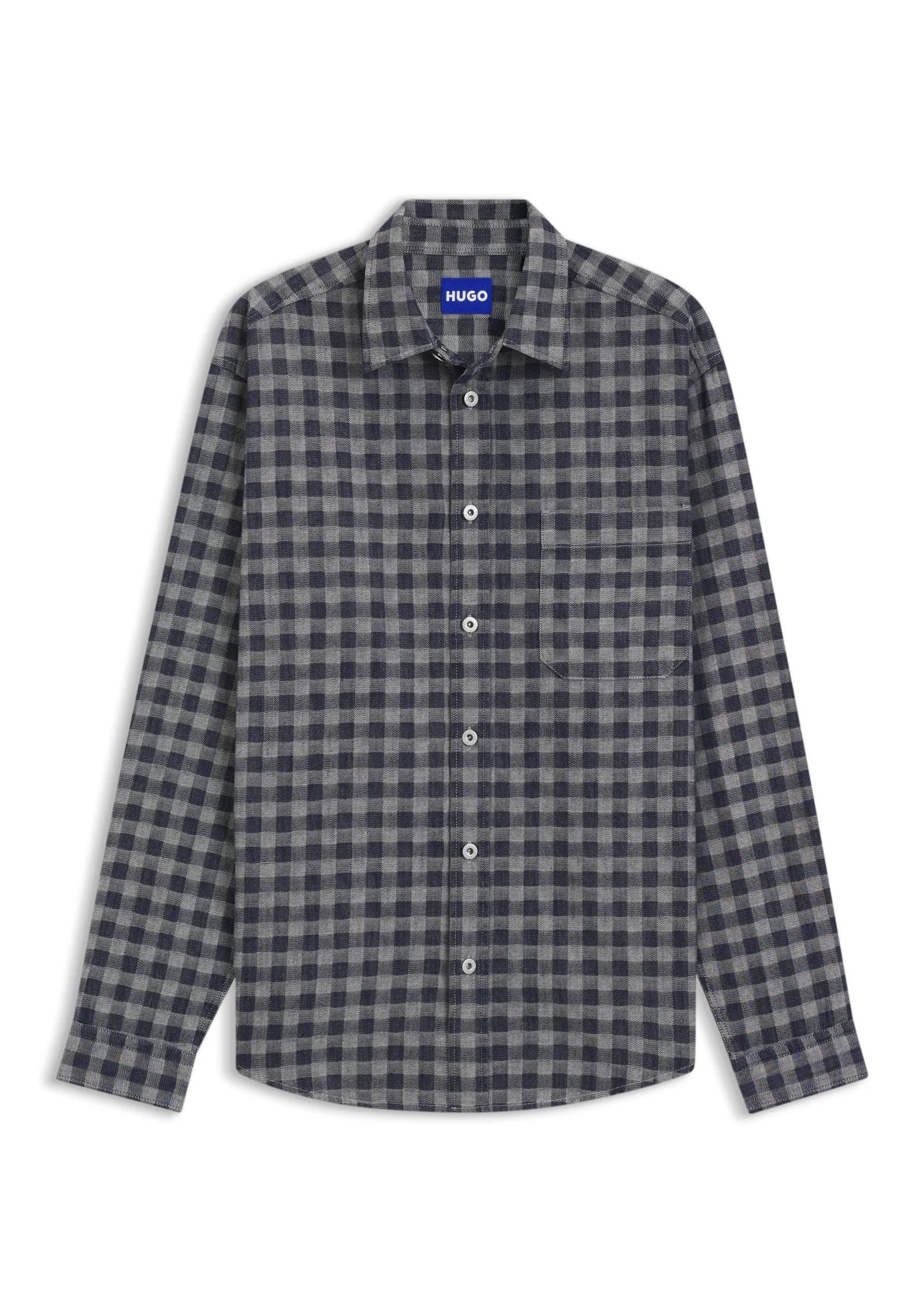 Oversized-fit shirt in checked cotton twill
