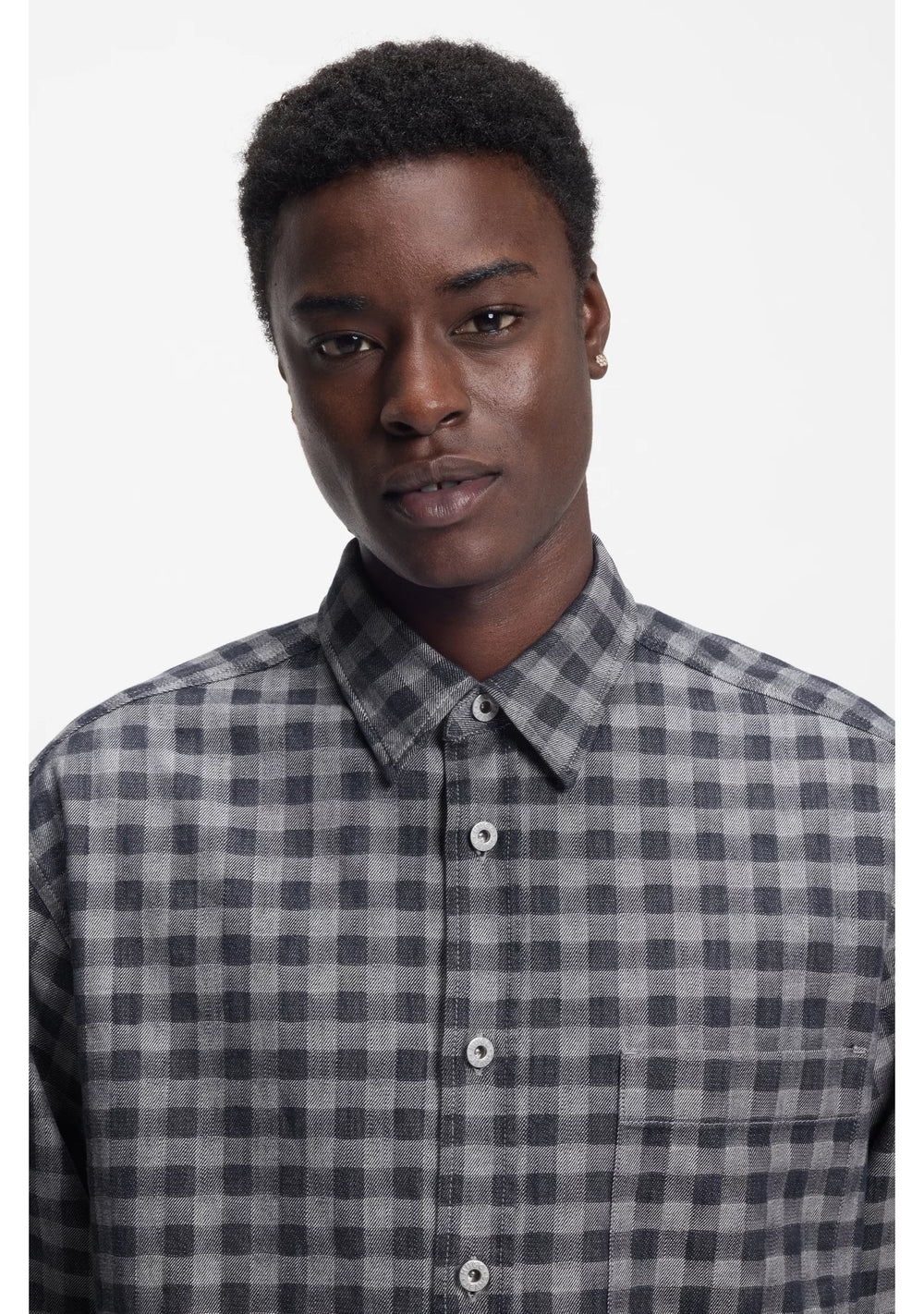 Oversized-fit shirt in checked cotton twill
