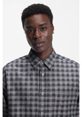 Oversized-fit shirt in checked cotton twill