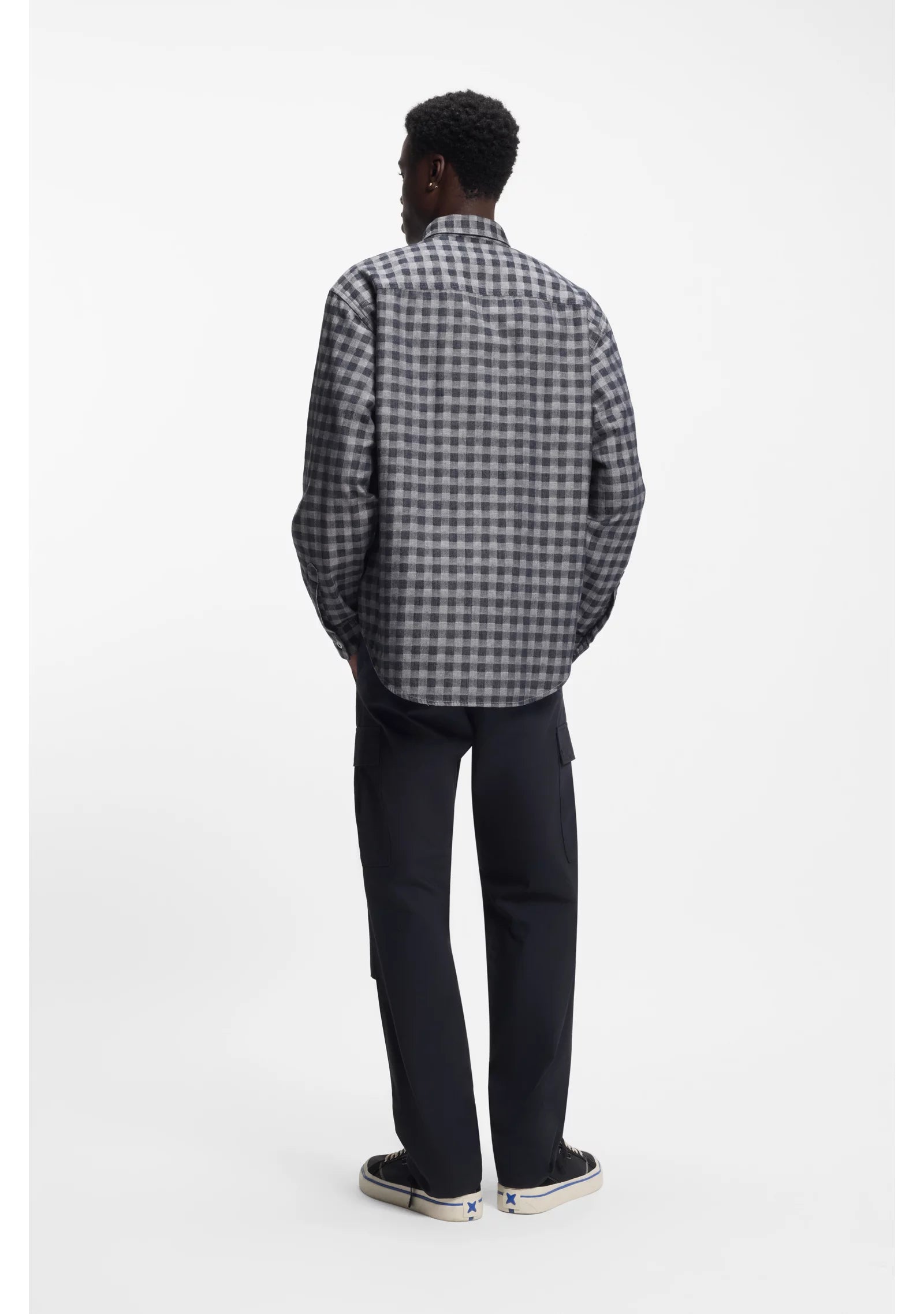 Oversized-fit shirt in checked cotton twill
