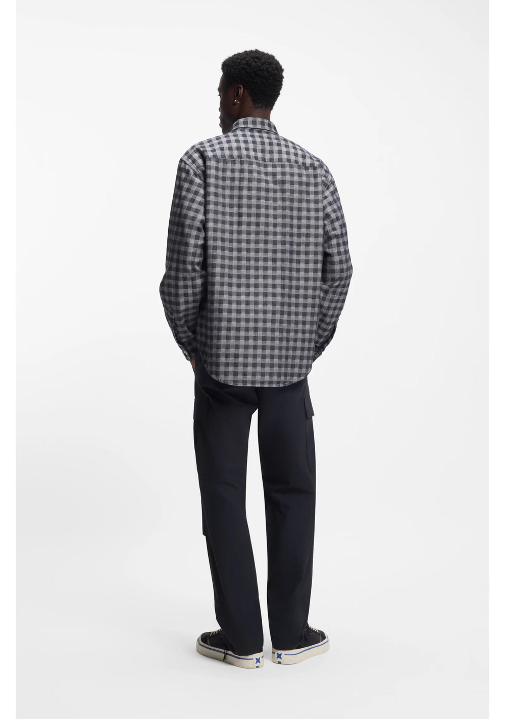 Oversized-fit shirt in checked cotton twill