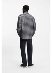 Oversized-fit shirt in checked cotton twill