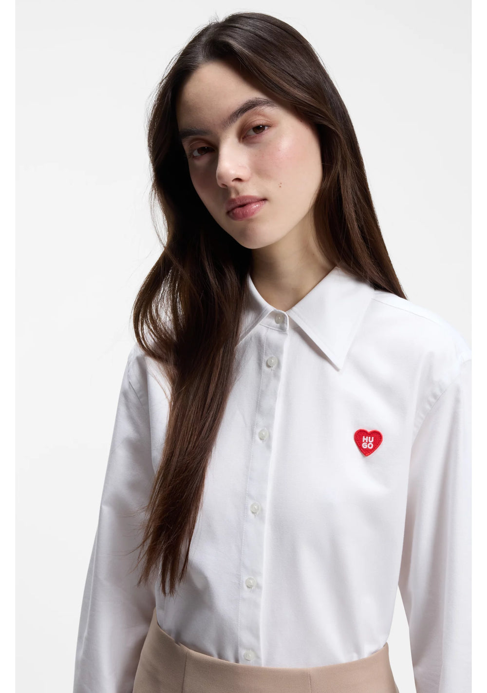 Relaxed-fit blouse in Oxford cotton with heart logo