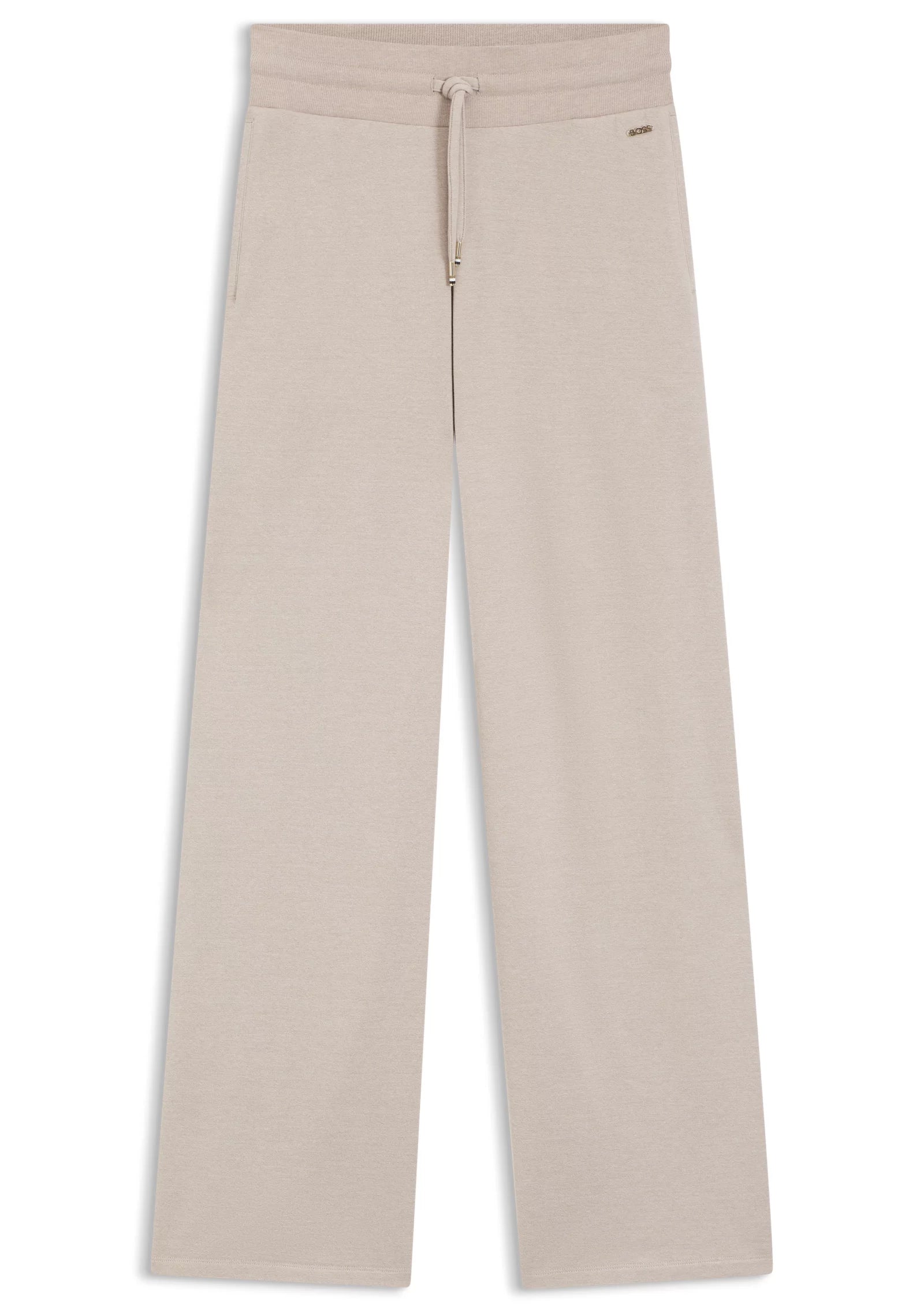 Melange-jersey tracksuit bottoms with logo plate