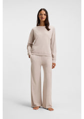 Melange-jersey tracksuit bottoms with logo plate