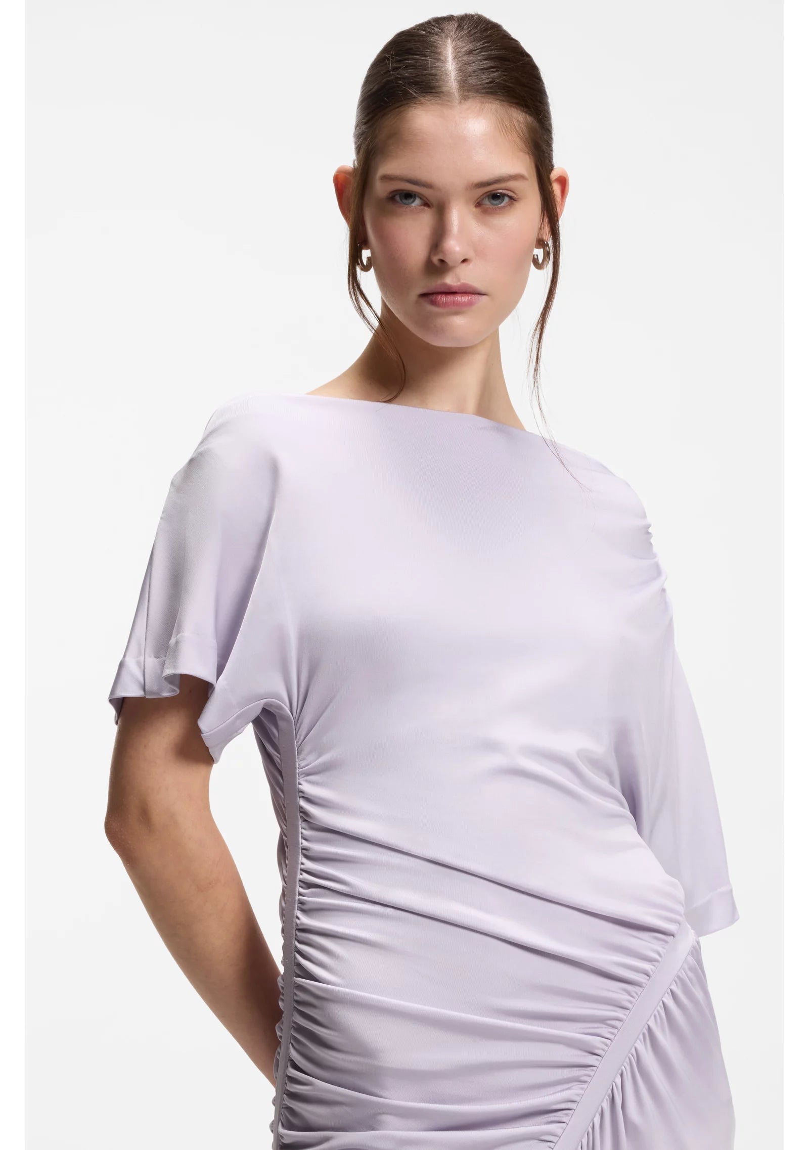 Slim-fit dress with gathered details
