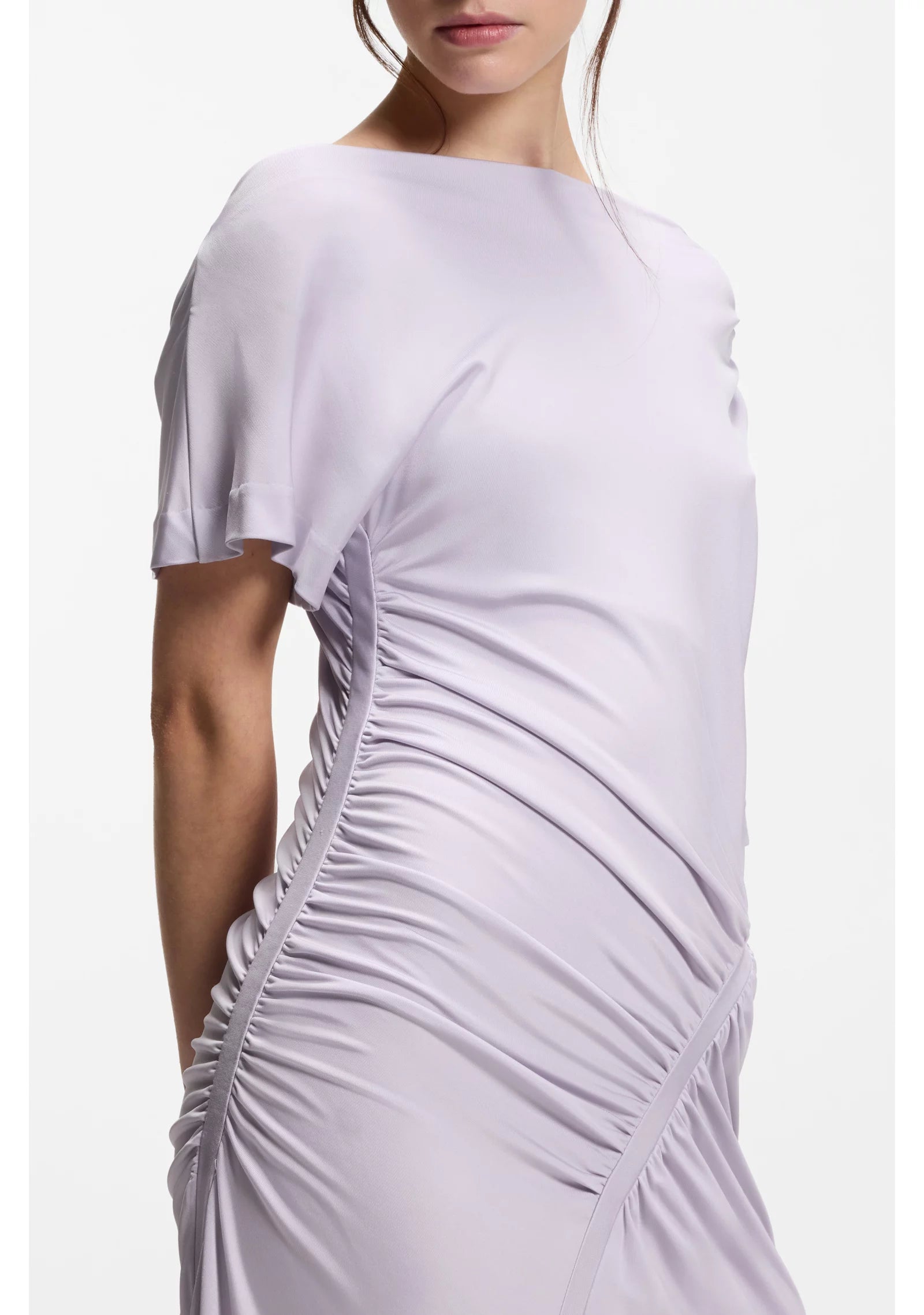 Slim-fit dress with gathered details