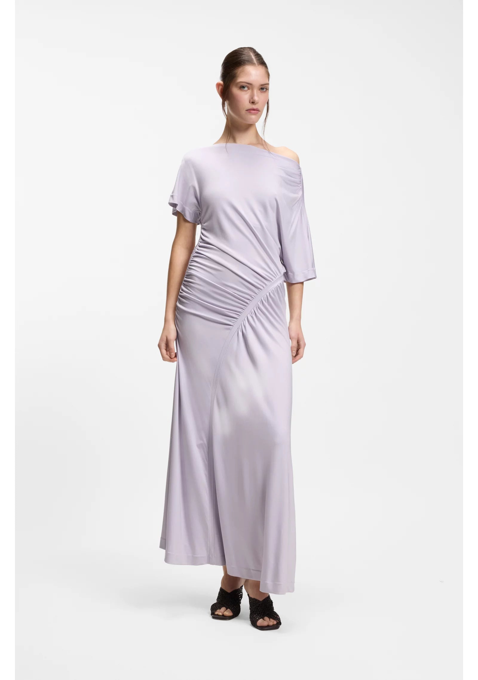 Slim-fit dress with gathered details