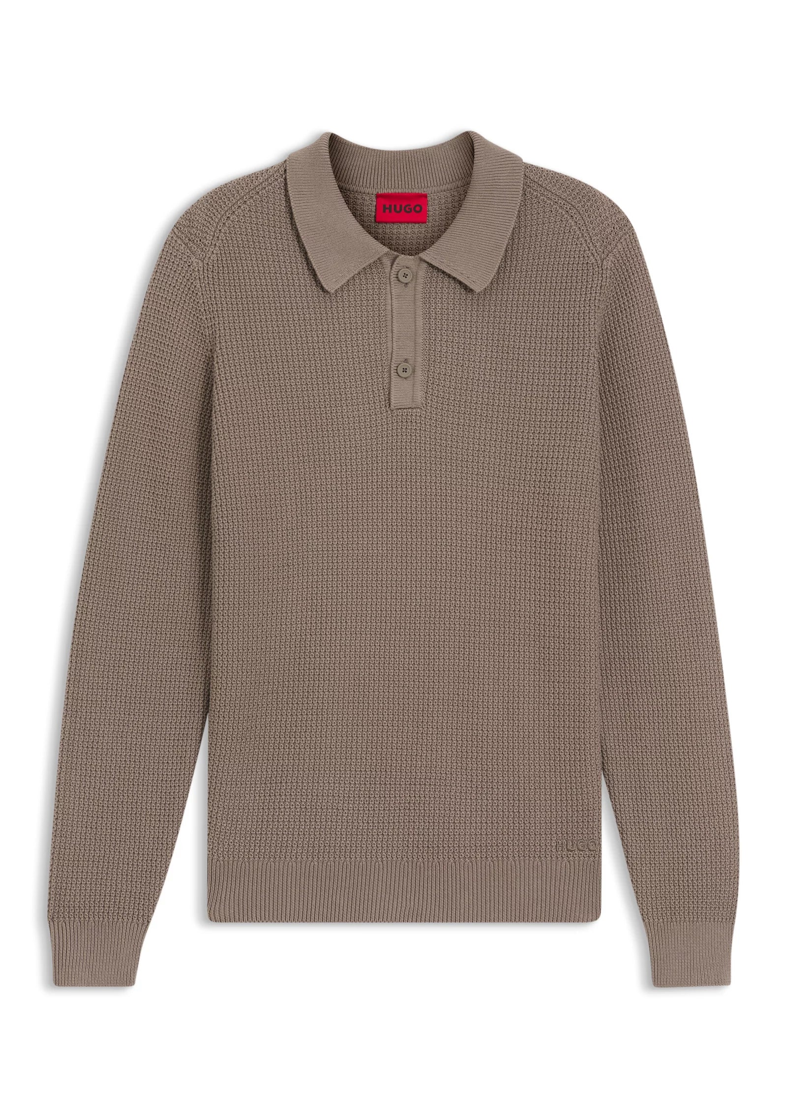 Relaxed-fit sweater in structured cotton with polo collar