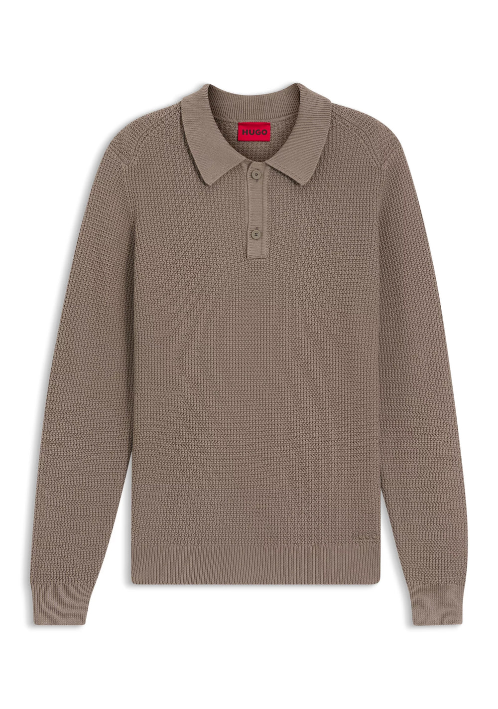 Relaxed-fit sweater in structured cotton with polo collar