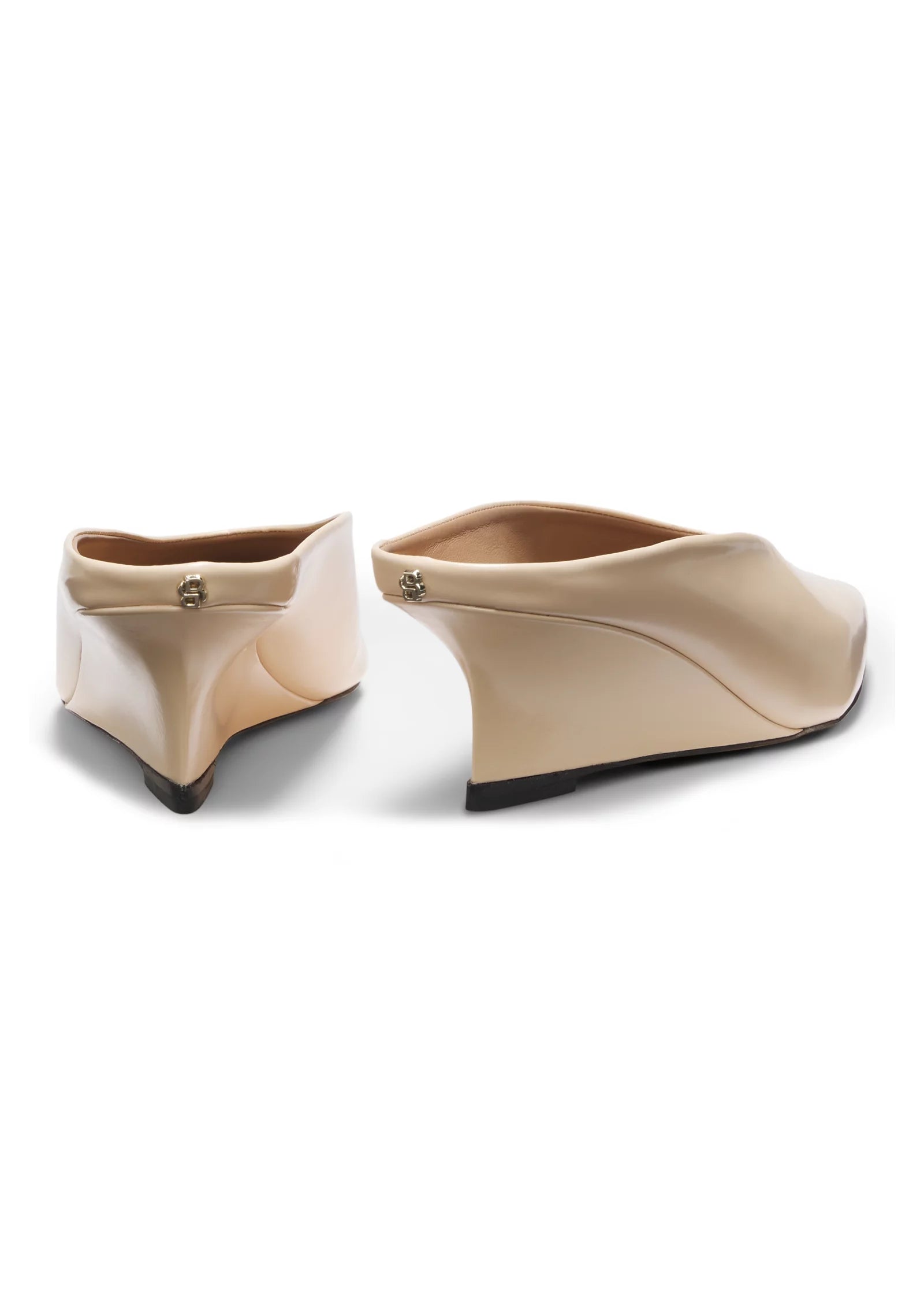 Leather mules with wedge heel