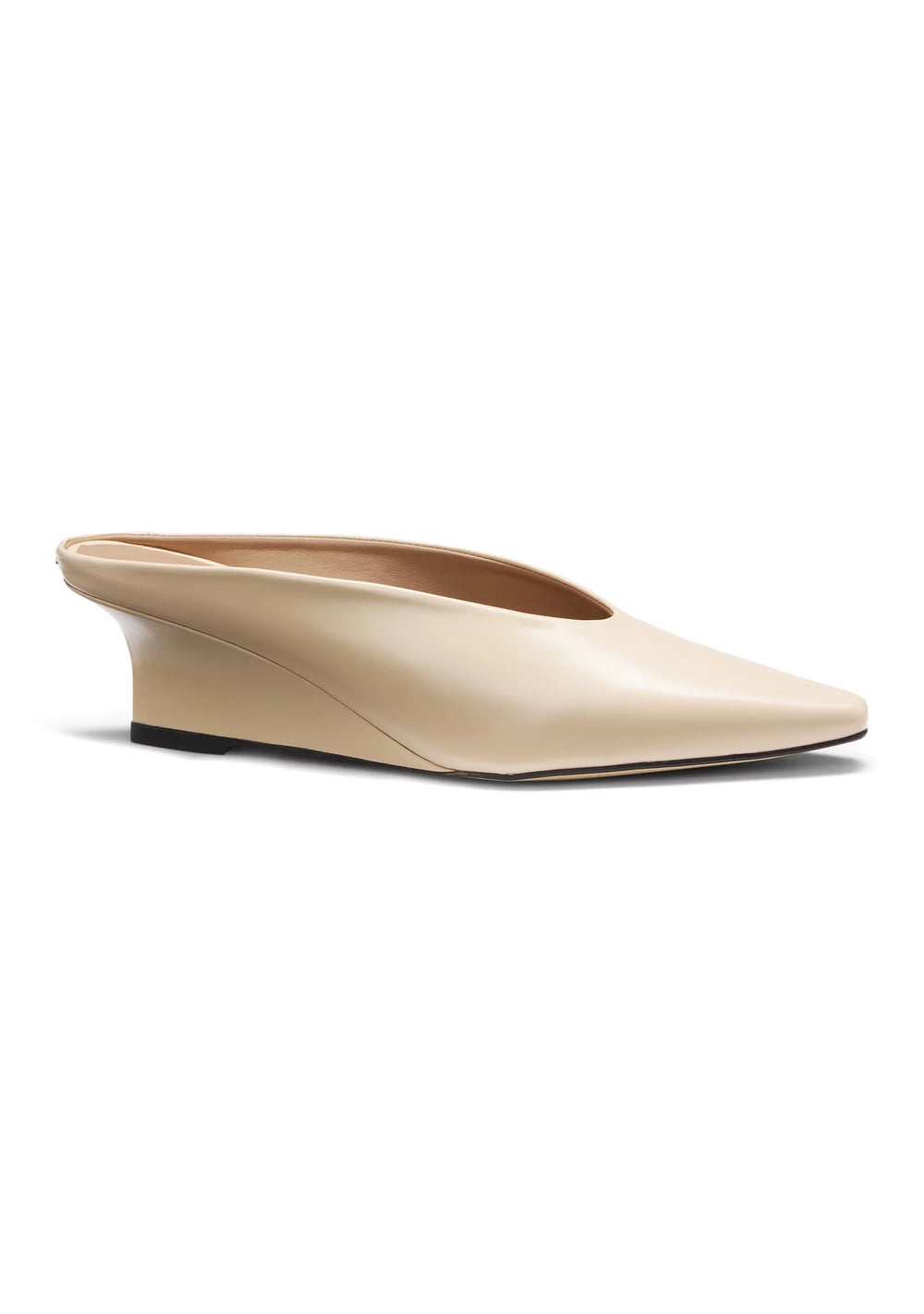 Leather mules with wedge heel