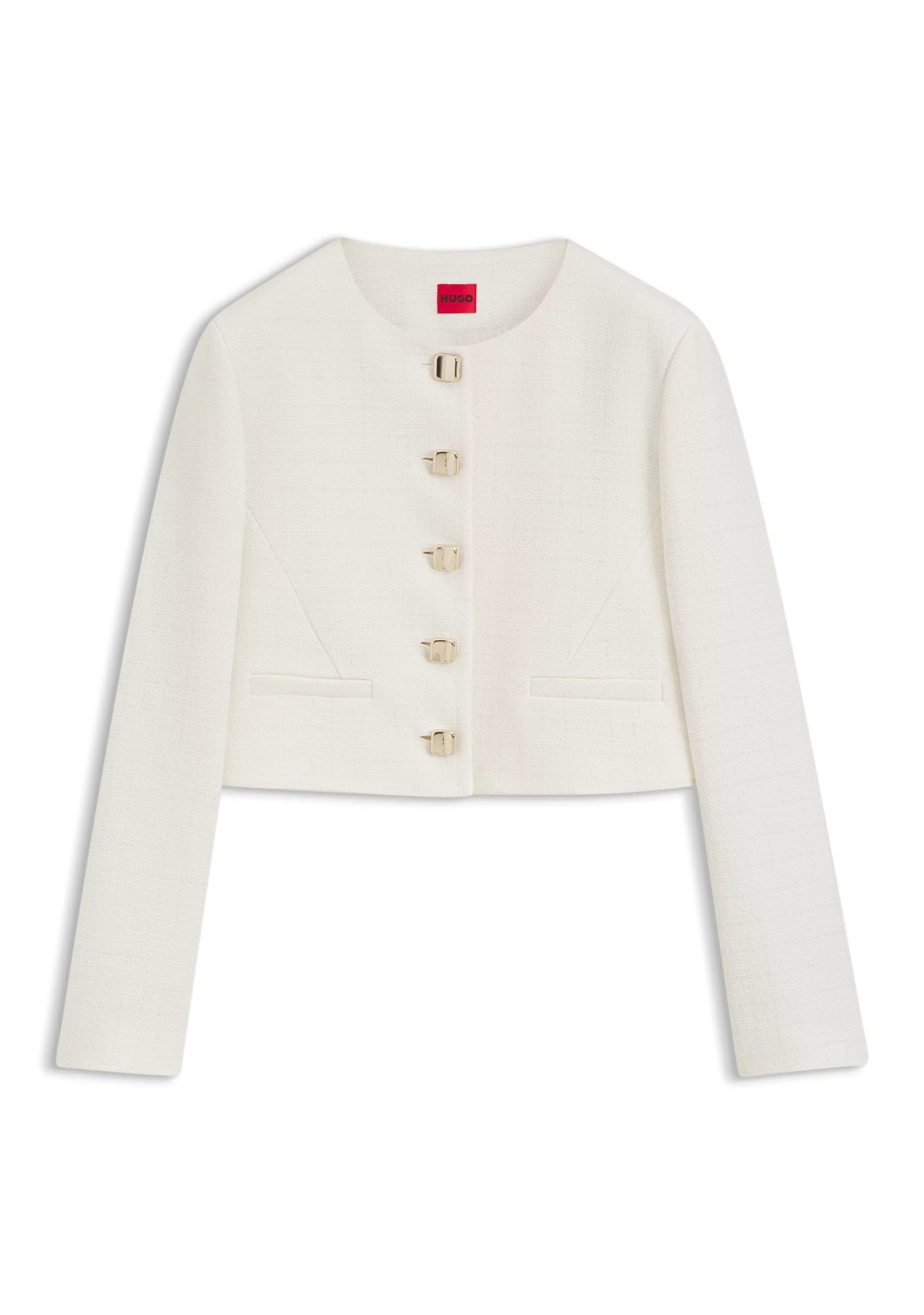 Regular-fit blazer in cotton-blend bouclé