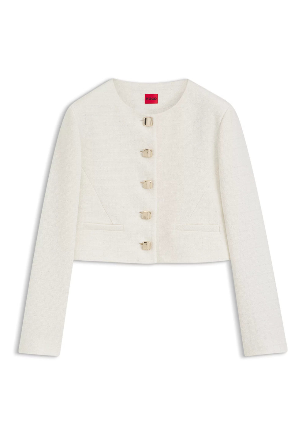 Regular-fit blazer in cotton-blend bouclé
