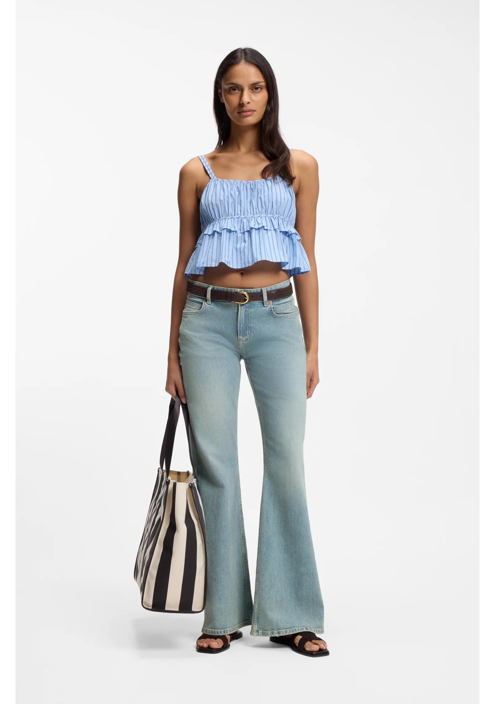 Flared-leg jeans in light-blue denim