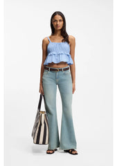 Flared-leg jeans in light-blue denim