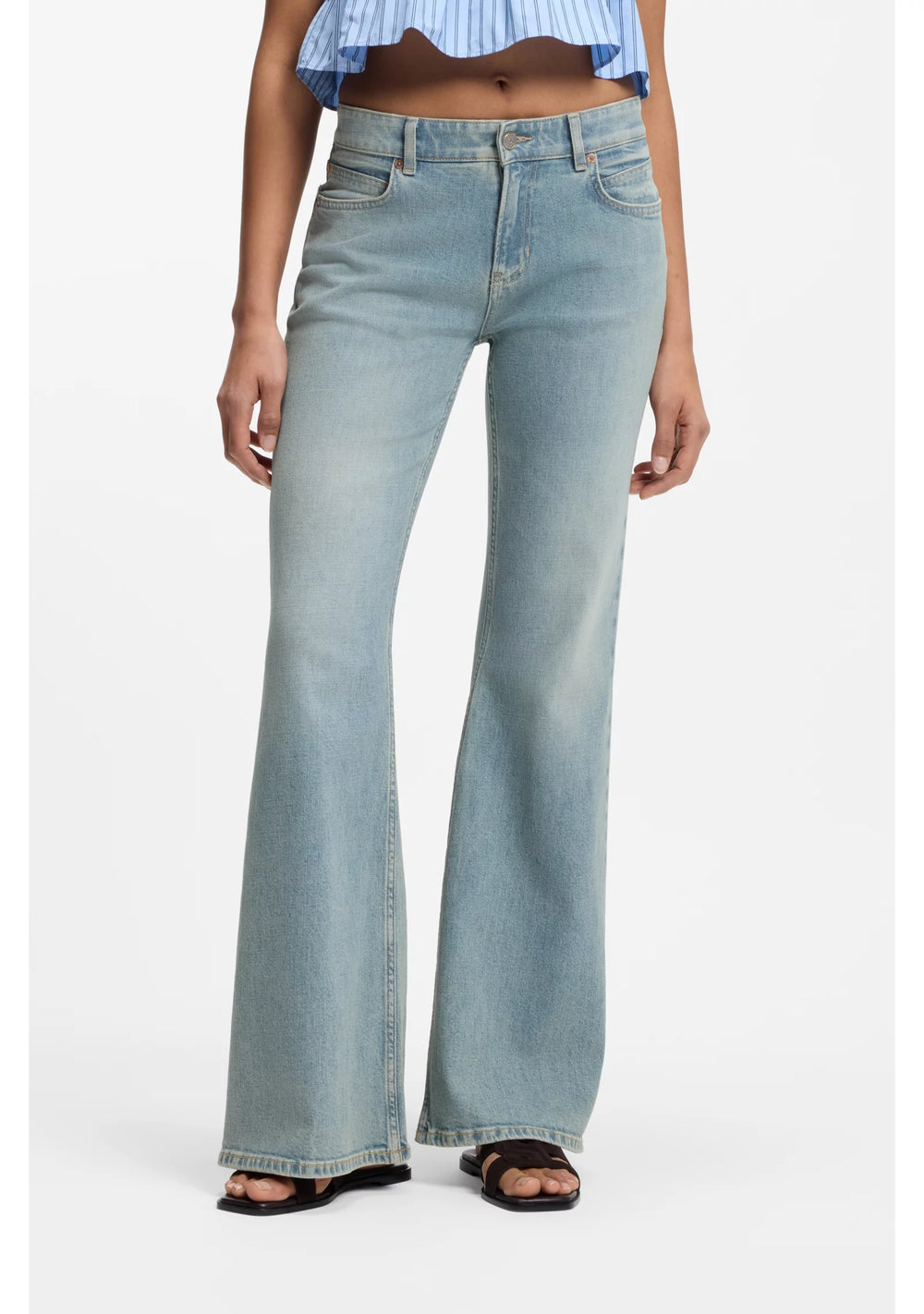 Flared-leg jeans in light-blue denim