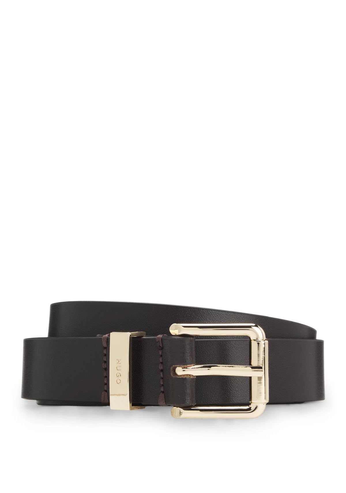 Italian-leather belt with gold-tone buckle