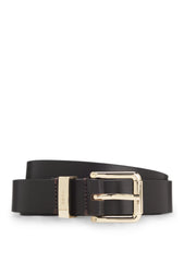 Italian-leather belt with gold-tone buckle
