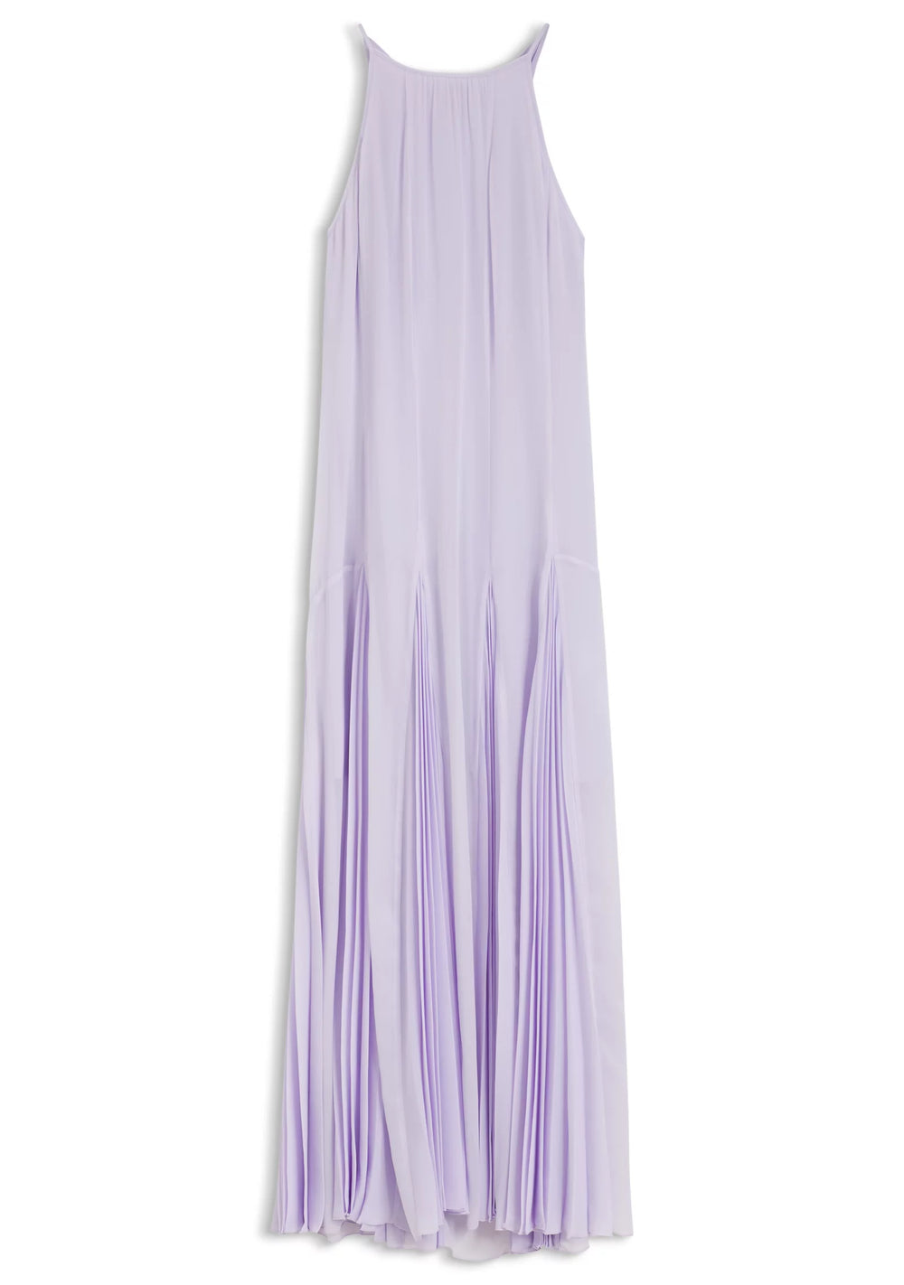 Sleeveless dress with plissé skirt inserts