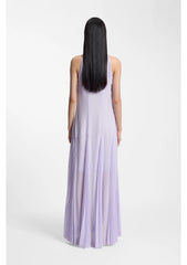 Sleeveless dress with plissé skirt inserts