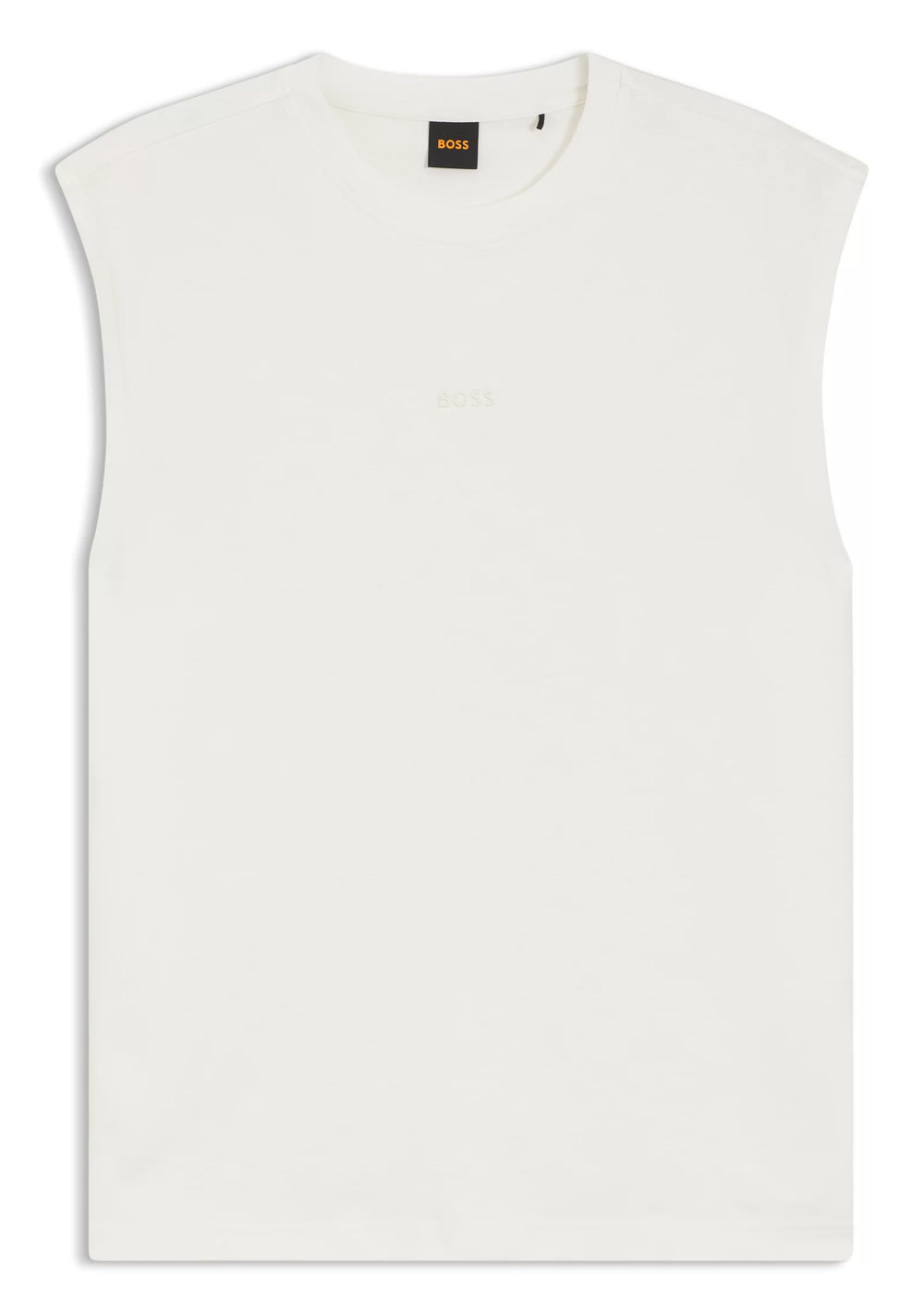 Sleeveless stretch-cotton T-shirt with slub effect