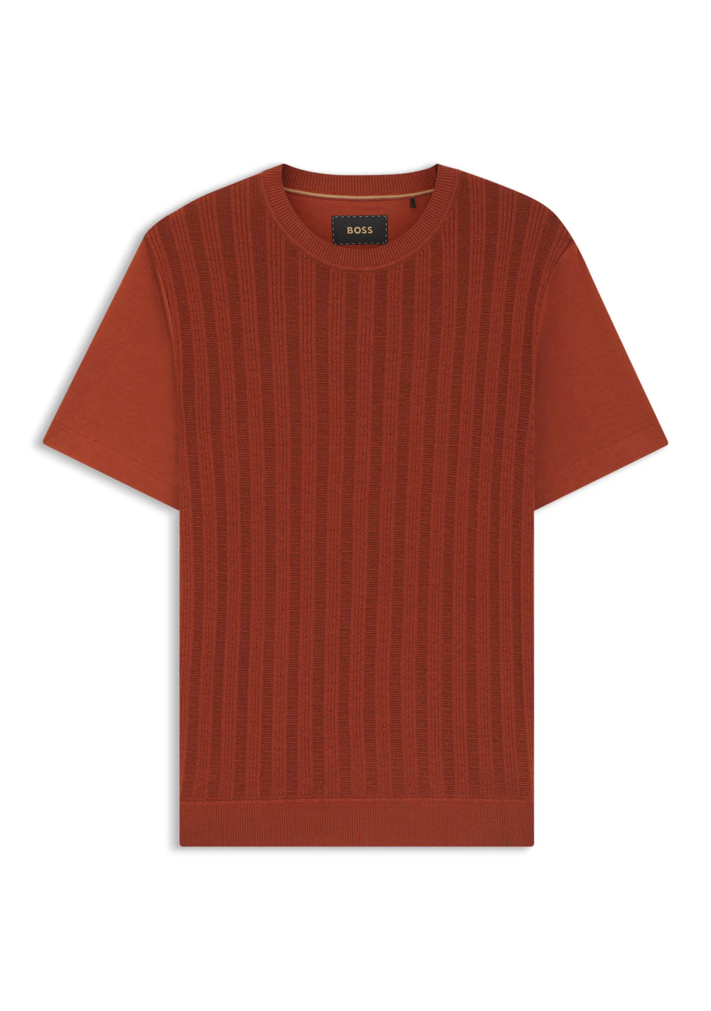 Cotton-silk T-shirt with cable-knit front panel