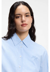 Relaxed-fit blouse in striped cotton poplin