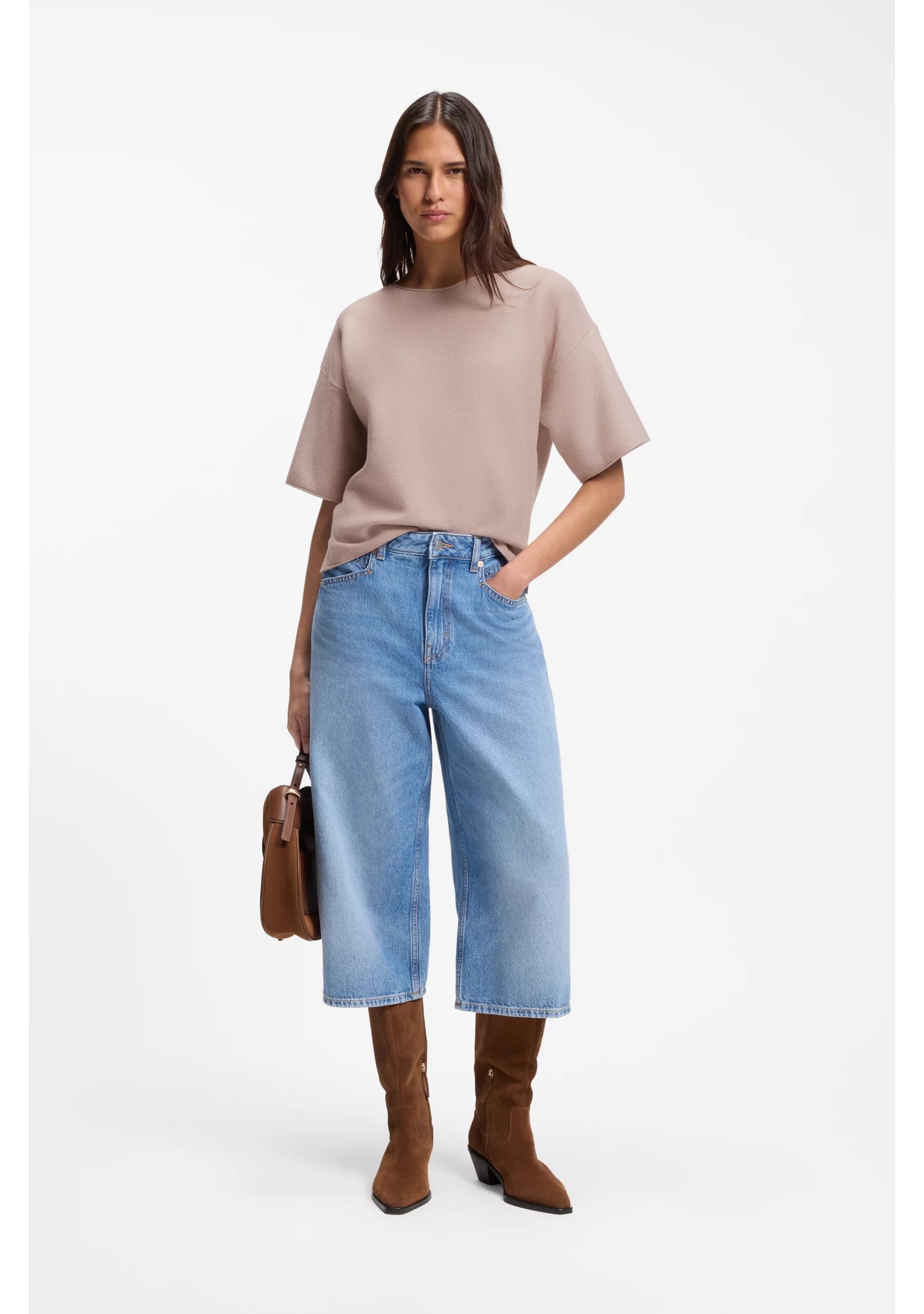 Relaxed-fit sweater in cotton and virgin wool
