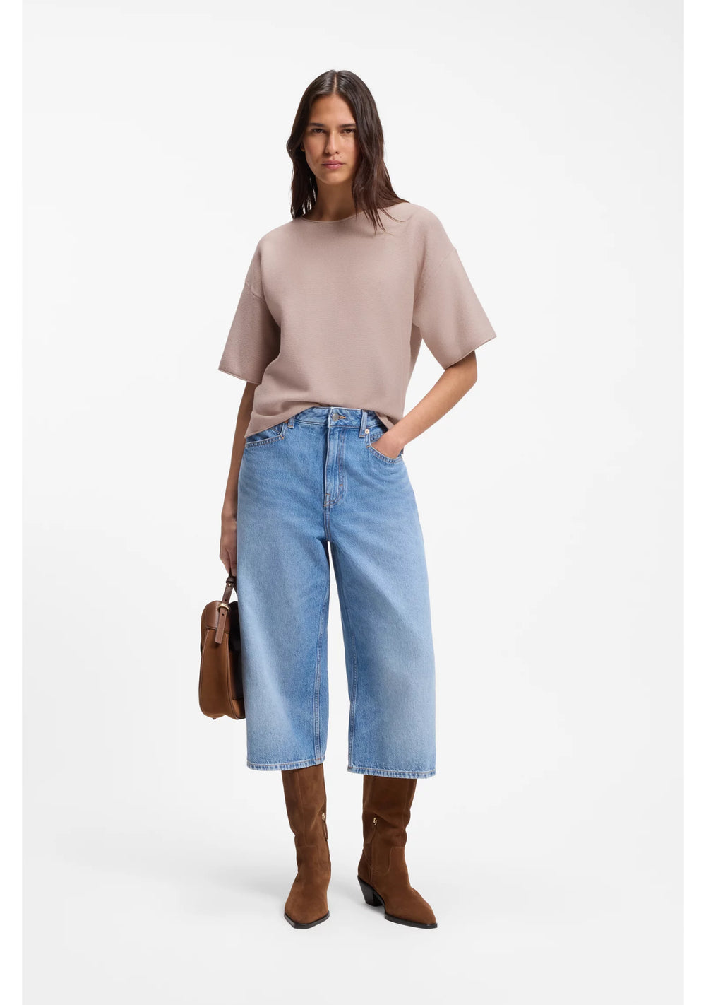 Relaxed-fit sweater in cotton and virgin wool