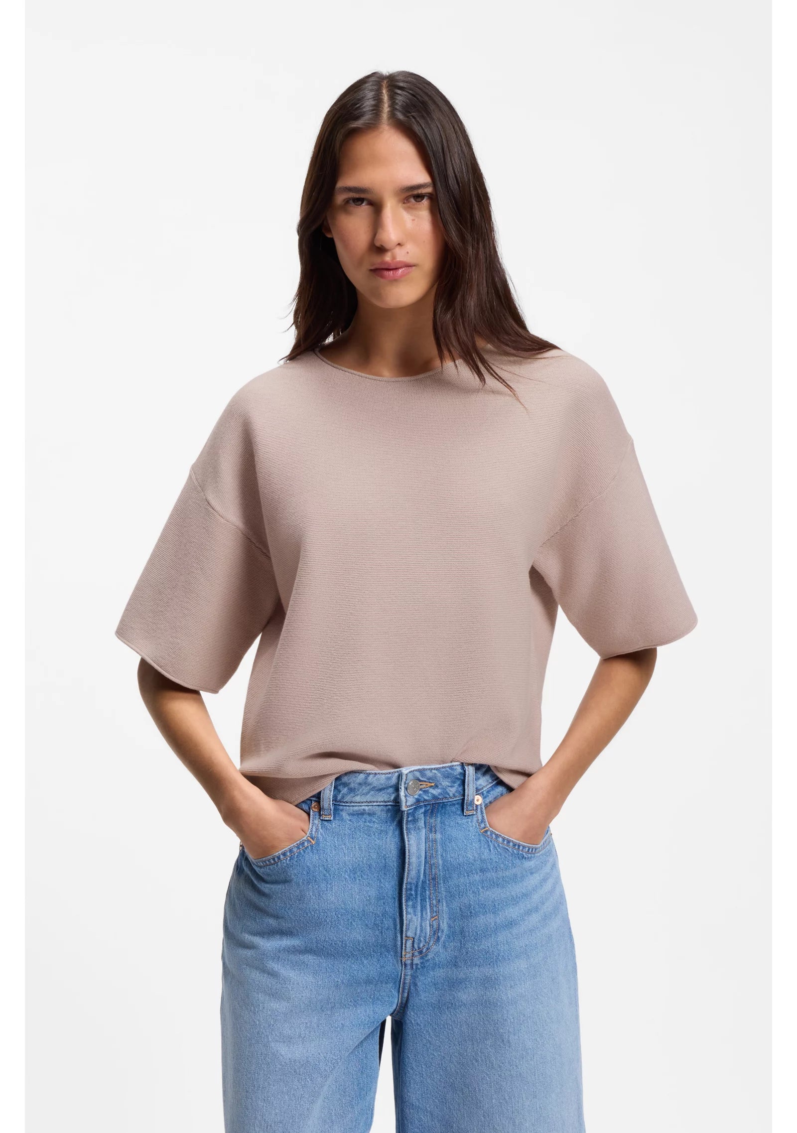 Relaxed-fit sweater in cotton and virgin wool