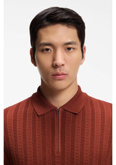 Zip-neck polo shirt in cotton and silk