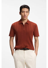 Zip-neck polo shirt in cotton and silk