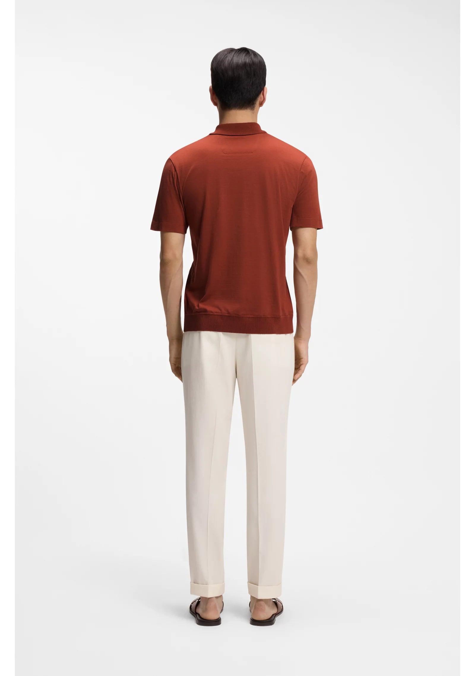 Zip-neck polo shirt in cotton and silk