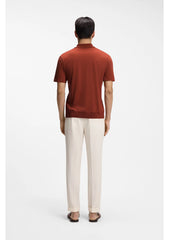 Zip-neck polo shirt in cotton and silk