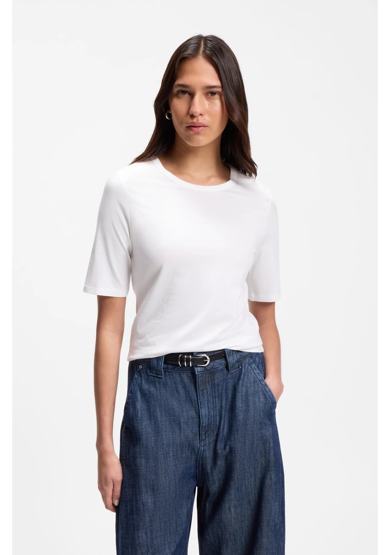 Slim-fit T-shirt in cotton, modal and silk