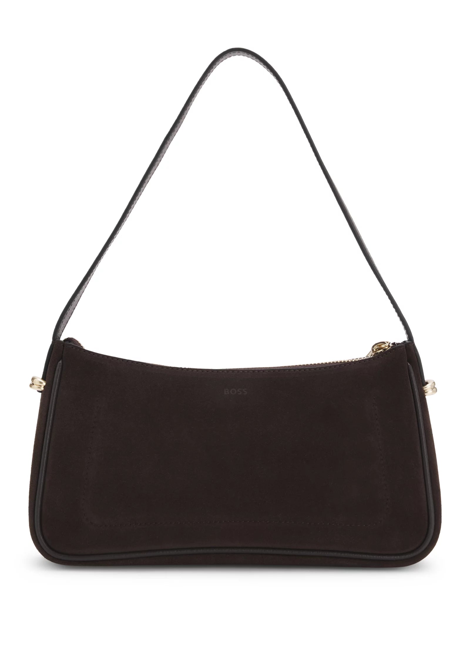 Suede shoulder bag with metallic Double B monogram