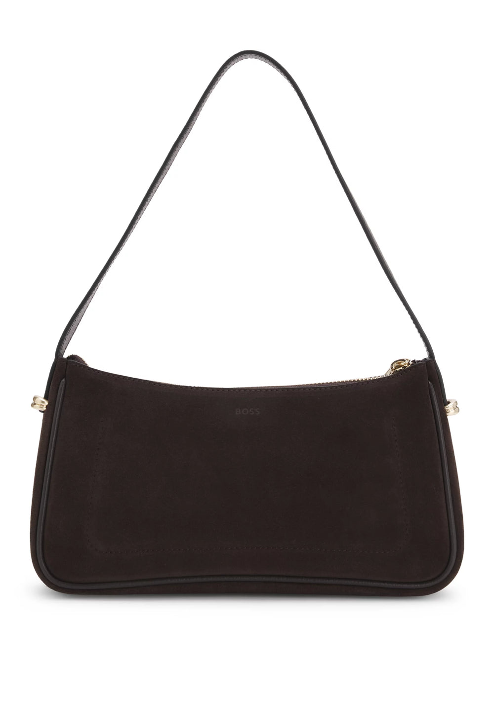 Suede shoulder bag with metallic Double B monogram